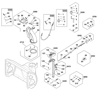 Discharge Chute Group Diagram and Parts List for 1696614-02-1024MD 2018 Briggs and Stratton Snow Blower